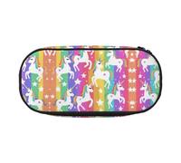 UVBDF Estuche para lápices con diseño de unicornios a rayas para hombres y mujeres, estuche portátil estético, fundas con cremallera para organizador de oficina, Black, Talla única, Organizador de