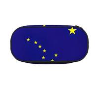 UVBDF Estuche para lápices con la bandera del estado de Alaska para hombres y mujeres, estuche portátil estético, fundas con cremallera para organizador de oficina, Black, Talla única, Organizador de