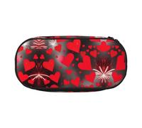 UVBDF Estuche para lápices de fuegos artificiales de corazones rojos para hombres y mujeres, estuche portátil estético, fundas con cremallera para organizador de oficina, Black, Talla única,