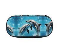 UVBDF Estuche para lápices Dolphins in Love para hombres y mujeres, estuche portátil estético, fundas con cremallera para organizador de oficina, Black, Talla única, Organizador de bolsas