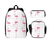 UVBDF Flamingos On White - Mochila para libros con fiambrera, bolsa para lápices para aventuras de fin de semana, Black, Talla única, Organizador de bolsas