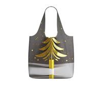 UVBDF Golden Glitter - Bolsa de comestibles reutilizable con estampado de árbol de Navidad, 25 l, poliéster, lavable, para viajes, vacaciones