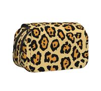 UVBDF Hermoso estuche organizador de doble capa con estampado de leopardo para escuela, bolsa de papelería para niños, Black, Talla única, Organizador de bolsas