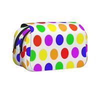 UVBDF Hermoso estuche organizador de lápices escolar de doble capa con estampado de lunares, bolsa de papelería para niños, Black, Talla única, Organizador de bolsas