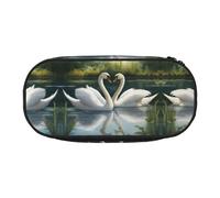 UVBDF Hermoso estuche para lápices White Swans On The Lake para hombres y mujeres, estuche portátil estético, fundas con cremallera para organizador de oficina, Black, Talla única, Organizador de