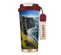 UVBDF Ireland Outdoors County Clare The Cliffs - Taza de café de viaje en acero inoxidable, taza térmica con tapa para café helado, bebidas calientes