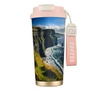 UVBDF Ireland Outdoors County Clare The Cliffs - Taza de café de viaje en acero inoxidable, taza térmica con tapa para café helado, bebidas calientes