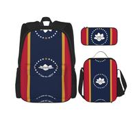 UVBDF Juego de 3 mochilas escolares con la bandera del estado de Mississippi para viajes, mochila de estudio, lonchera y bolsa para lápices, Black, Talla única, Juego de mochila escolar