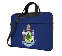UVBDF Maine State Flag Print Minimalista Bolsa de hombro simple ligera portátil para hombres Regalo de cumpleaños, Black, 15.6 inch