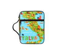 UVBDF Mapa de Italia con iconos de alimentos, elegante bolsa de protección de la Biblia impresa resistente al desgaste para viajes, iglesia y clase bíblica