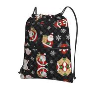 UVBDF Merry Christmas Happy Print - Mochila ligera con cremallera de cordón, compartimento ajustable para paseos por la playa, Black, One Size, Mochilas daypack