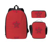 UVBDF Mochila con diseño de bandera de Marruecos con lonchera para lápices, para aventuras de fin de semana, Black, Talla única, Organizador de bolsas