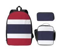 UVBDF Mochila con diseño de bandera de Tailandia, con fiambrera, bolsa para lápices para aventuras de fin de semana, Black, Talla única, Organizador de bolsas
