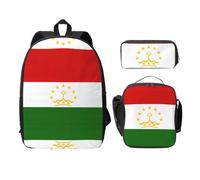 UVBDF Mochila con diseño de bandera de Tayikistán con fiambrera, bolsa para lápices para aventuras de fin de semana, Black, Talla única, Organizador de bolsas