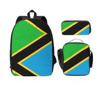 UVBDF Mochila de bandera de Tanzania con lonchera para lápices, para aventuras de fin de semana, Black, Talla única, Organizador de bolsas
