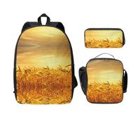 UVBDF Mochila de campo de trigo con lonchera para lápices, para aventuras de fin de semana, Black, Talla única, Organizador de bolsas