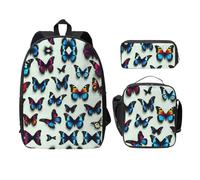 UVBDF Mochila de mariposa y violonchelo con lonchera para lápices, para aventuras de fin de semana, Black, Talla única, Organizador de bolsas