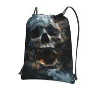 UVBDF Mochila ligera con estampado de calavera fantasma de terror con cremallera de cordón, compartimento ajustable para paseos por la playa, Black, One Size, Mochilas daypack