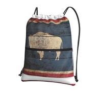 UVBDF Mochila ligera con estampado de mapa de la bandera del estado de Wyoming con cremallera de cordón, compartimento ajustable para paseos por la playa, Black, One Size, Mochilas daypack