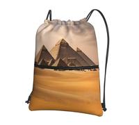 UVBDF Mochila ligera con estampado de pirámides de Egipto con cremallera de cordón, compartimento ajustable para paseos por la playa, Black, One Size, Mochilas daypack