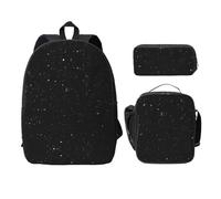 UVBDF Mochila negra con purpurina para libros con fiambrera, bolsa para lápices para aventuras de fin de semana, Black, Talla única, Organizador de bolsas