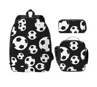 UVBDF Mochila negra de fútbol con lonchera para lápices, para aventuras de fin de semana, Black, Talla única, Organizador de bolsas