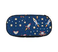 UVBDF Rocket in Space - Estuche para lápices para hombres y mujeres, estuche portátil estético, fundas con cremallera para organizador de oficina, Black, Talla única, Organizador de bolsas