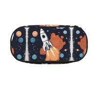 UVBDF Rocket in Space - Estuche para lápices para hombres y mujeres, estuche portátil estético, fundas con cremallera para organizador de oficina, Black, Talla única, Organizador de bolsas