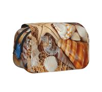 UVBDF Seashell Landscape On The Beach Printing School - Estuche organizador de doble capa para lápices, bolsa de papelería para niños, Black, Talla única, Organizador de bolsas