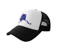 UVBDF Sombreros de sol con estampado de mapa de la bandera del estado de Alaska, sombreros clásicos de camionero con parte trasera de malla, gorras de béisbol ajustables para viajes diarios, Negro