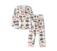 UVBDF Sushi - Conjunto de pijama para hombre, conjunto de pijama con botones para la rutina de la hora de dormir, descanso matutino