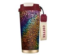 UVBDF Taza de café clásica de piel de serpiente de viaje en acero inoxidable, tapa de fugas, taza térmica para café helado, bebidas calientes