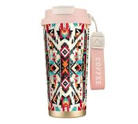 UVBDF Taza de café con diseño de nativos americanos de acero inoxidable, taza térmica con tapa de fugas para café helado, bebidas calientes