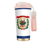 UVBDF Taza de café de viaje con bandera del estado de Virginia Occidental en acero inoxidable, tapa de fugas, taza térmica para café helado, preparaciones calientes