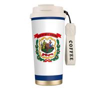 UVBDF Taza de café de viaje con bandera del estado de Virginia Occidental en acero inoxidable, tapa de fugas, taza térmica para café helado, preparaciones calientes