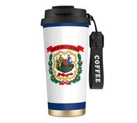 UVBDF Taza de café de viaje con bandera del estado de Virginia Occidental en acero inoxidable, tapa de fugas, taza térmica para café helado, preparaciones calientes