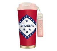 UVBDF Taza de café de viaje con la bandera del estado de Arkansas en acero inoxidable, tapa con fugas, taza térmica para café helado, preparaciones calientes