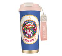 UVBDF Taza de café de viaje con la bandera del estado de Minnesota, de acero inoxidable, tapa de fugas, taza térmica para café helado, bebidas calientes