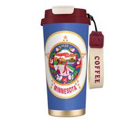 UVBDF Taza de café de viaje con la bandera del estado de Minnesota, de acero inoxidable, tapa de fugas, taza térmica para café helado, bebidas calientes