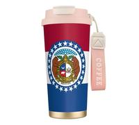 UVBDF Taza de café de viaje con la bandera del estado de Missouri en acero inoxidable, tapa de fugas, taza térmica para café helado, bebidas calientes