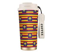 UVBDF Taza de café de viaje con la bandera del Reino de Hawái en acero inoxidable, tapa de fugas, taza térmica para café helado, bebidas calientes