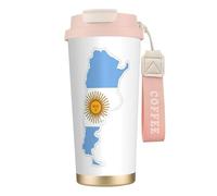 UVBDF Taza de café de viaje con mapa de la bandera argentina en acero inoxidable, tapa de fugas, taza térmica para café helado, bebidas calientes
