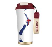 UVBDF Taza de café de viaje con mapa de la bandera de Nueva Zelanda en acero inoxidable, tapa de fugas, taza térmica para café helado, bebidas calientes