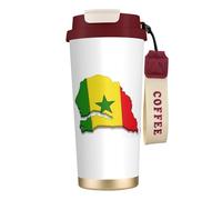 UVBDF Taza de café de viaje con mapa de la bandera de Senegal en acero inoxidable, tapa de fugas, taza térmica para café helado, bebidas calientes
