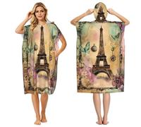 UVBDF Toalla con capucha para adultos, diseño de la Torre Eiffel de París, ideal para practicar surf junto a la piscina