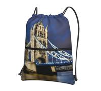 UVBDF Tower Bridge in London - Mochila ligera con cremallera de cordón, compartimento ajustable para paseos por la playa, Black, One Size, Mochilas daypack