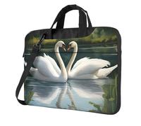 UVBDF White Swans On The Lake - Bolsa minimalista para laptop, simple, ligera, portátil, para hombre, regalo de cumpleaños, Black, 15.6 inch