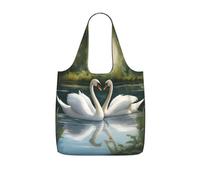 UVBDF White Swans On The Lake - Bolsa reutilizable para comestibles, 25 L, poliéster, lavable, para viajes, vacaciones