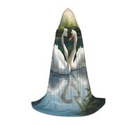 UVBDF White Swans On The Lake - Capa con capucha para adolescentes, gótico, medieval, cosplay, teatro