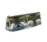 UVBDF White Swans On The Lake - Estuche portátil de gran capacidad para lápices, organizador de cosméticos, White, Talla única, Bolsa de maquillaje